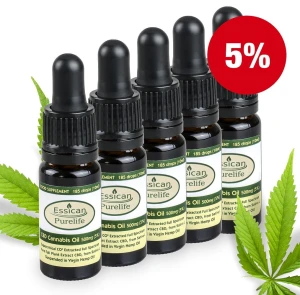 Pakiet 5 sztuk - Olejek CBD Pure Life 500mg/10ml (5%) 